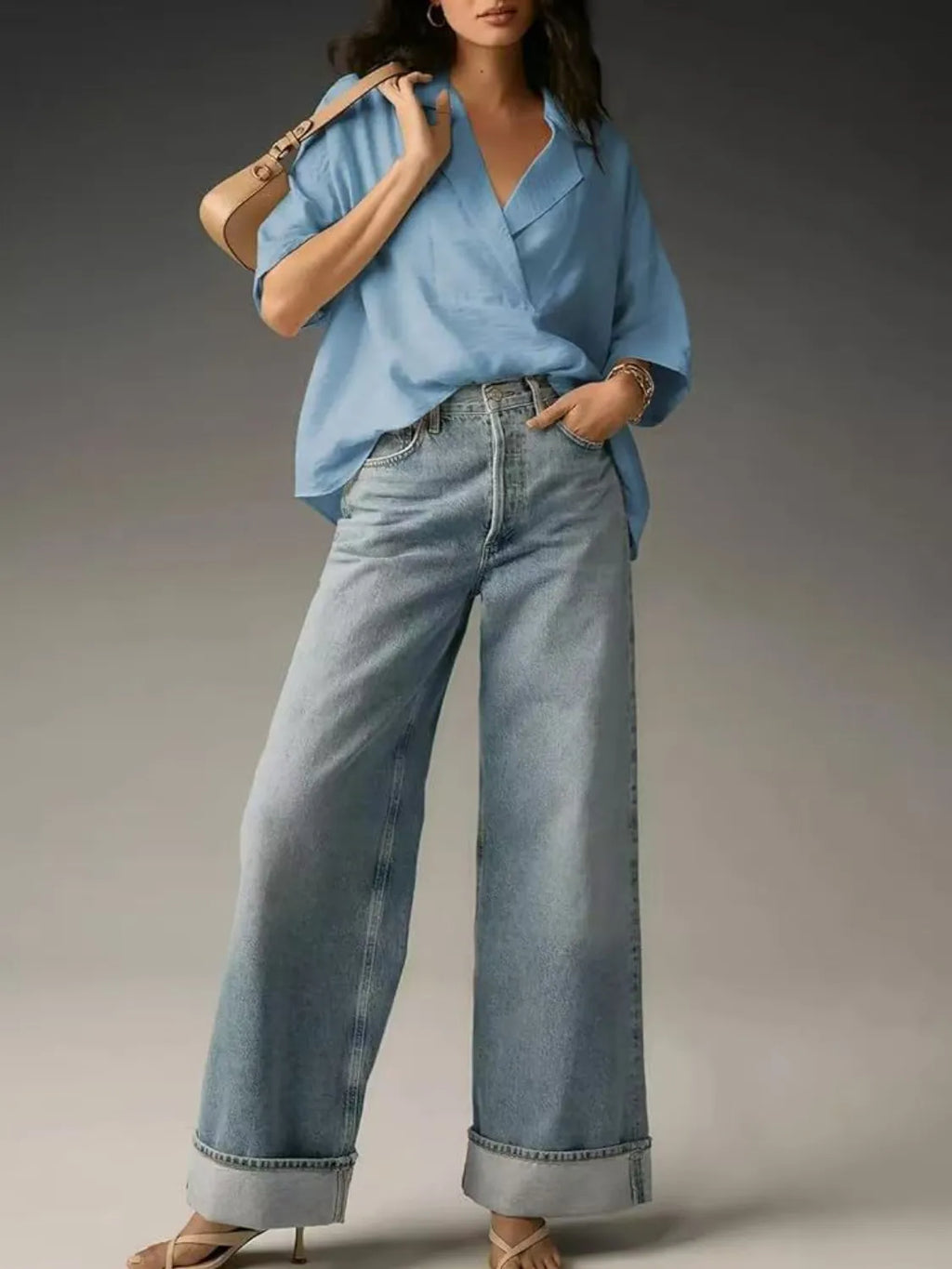 Collared Neck Half Sleeve Blouse