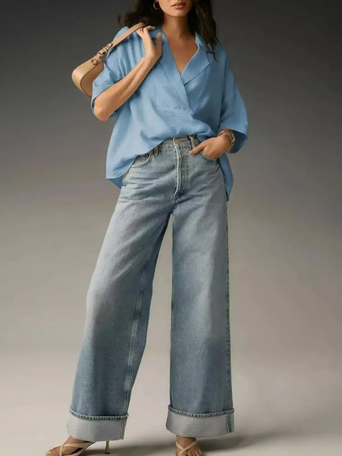 Collared Neck Half Sleeve Blouse