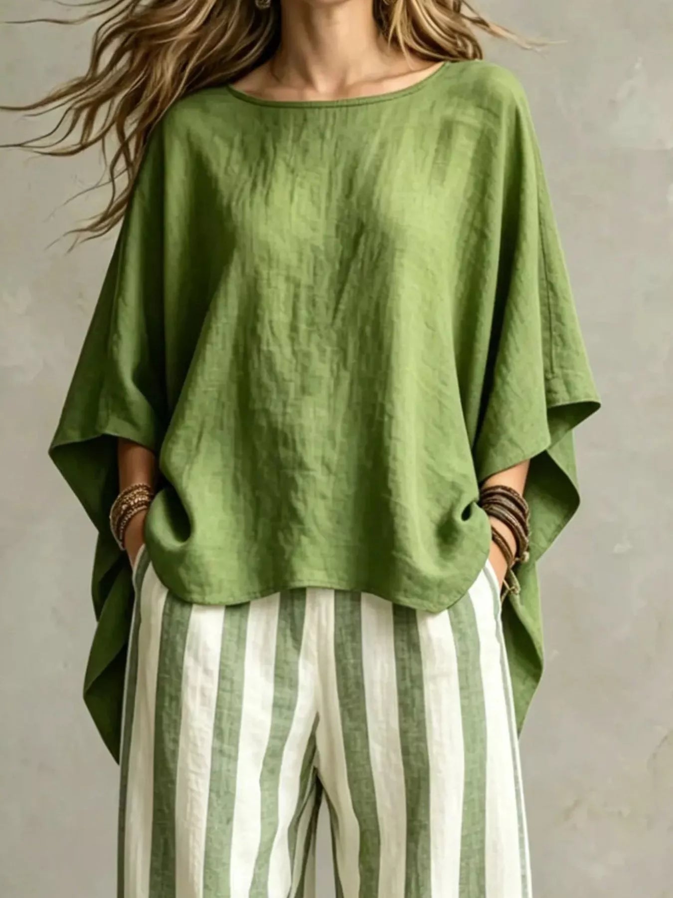 Full Size Solid Color Top and Pants Set Plus Size