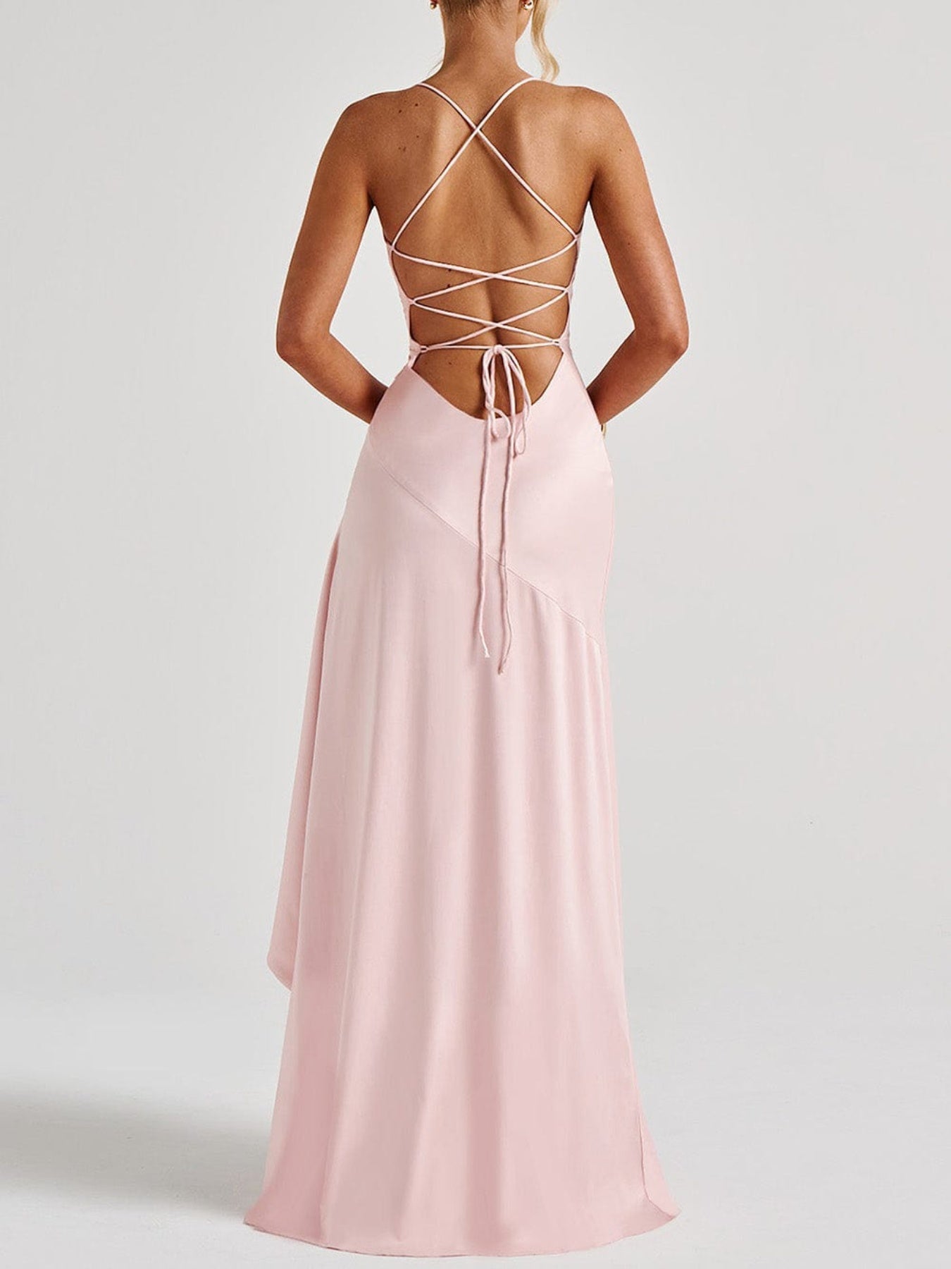 Ruffle High-Slit Maxi Dress