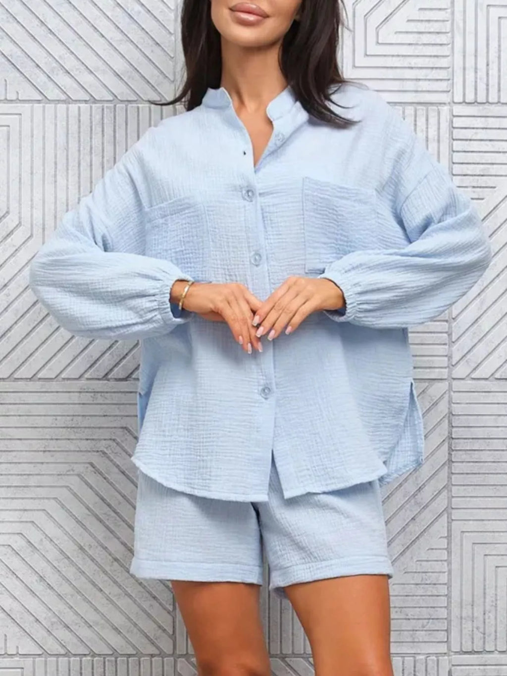 Button-Down Shirt and Shorts Set
