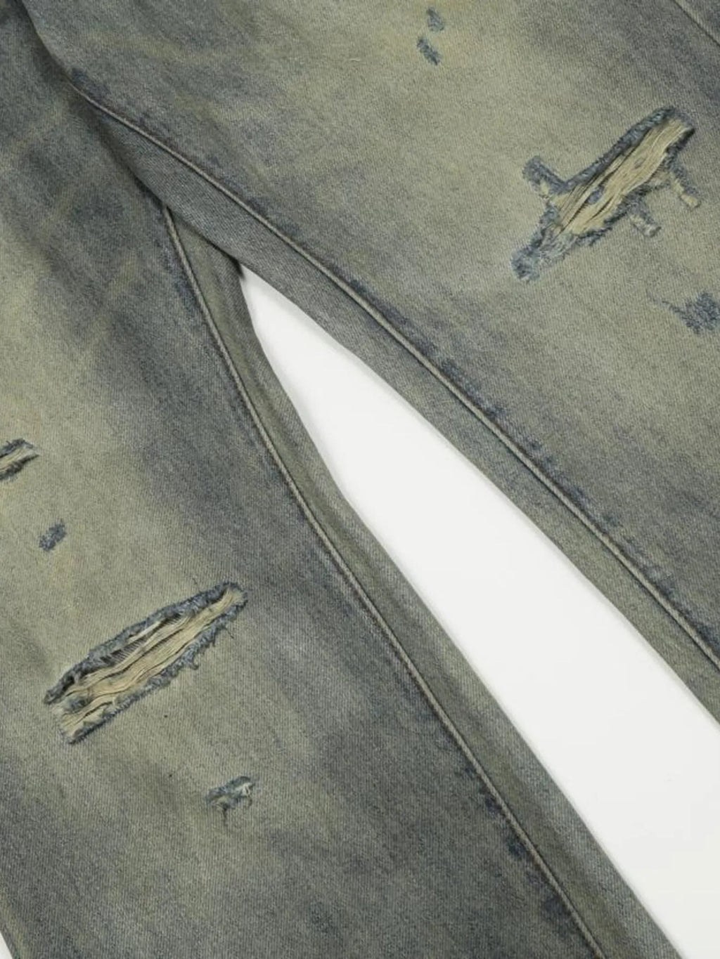 Men's Distressed Slim Bootcut Washed Jeans