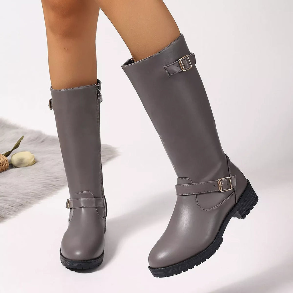 Round Toe Block Heels Boots