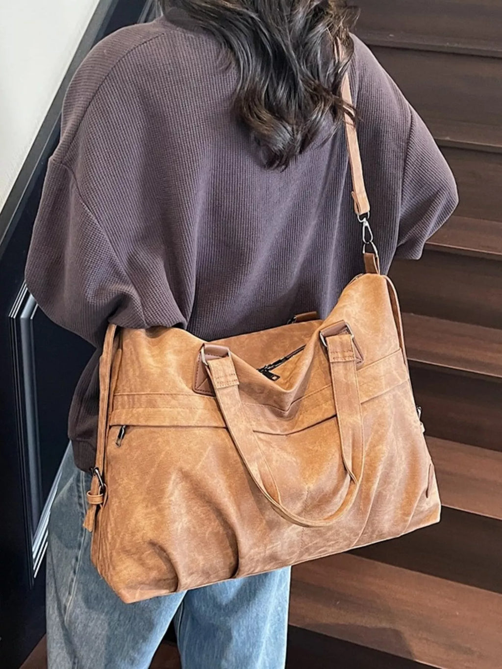 Vintage Adjustable Strap Duffel Bag