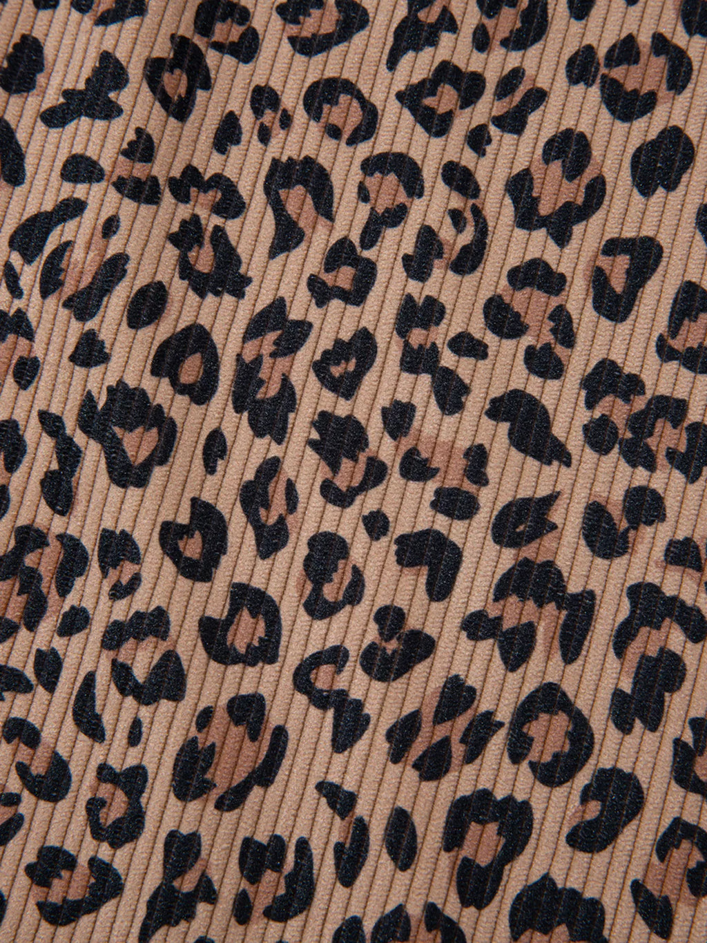Ribbed Leopard Print Contrast Collar Zip Hoodie