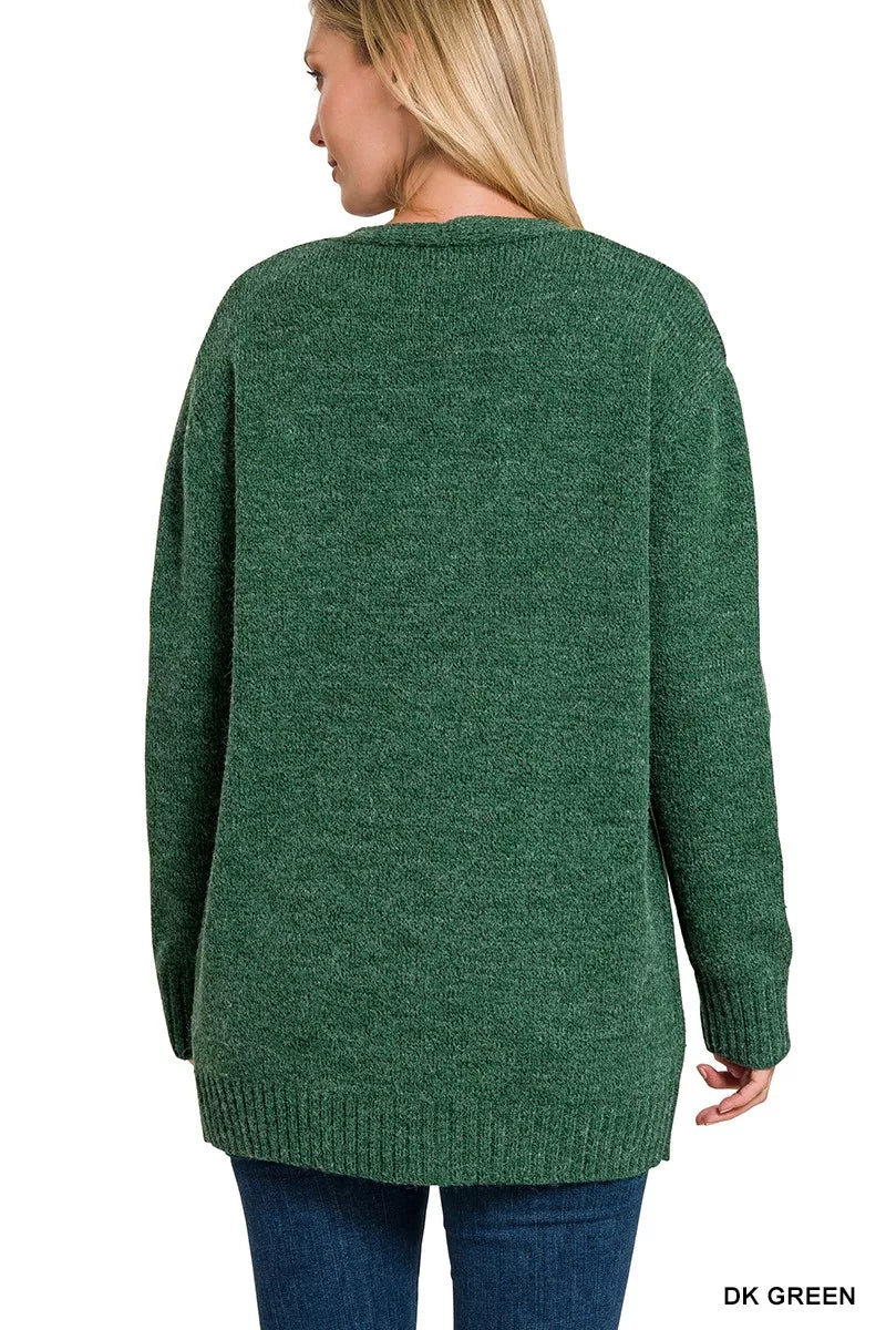 Zenana Open Front Sweater Cardigan