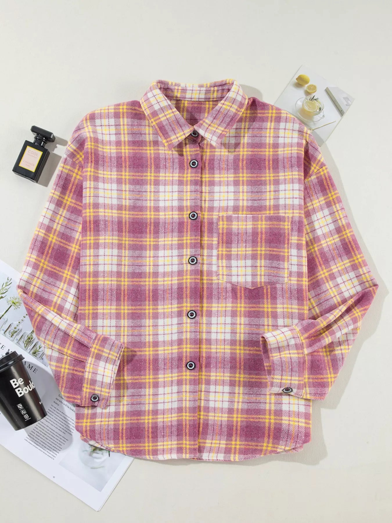 Casual Plaid Button-Down Shacket