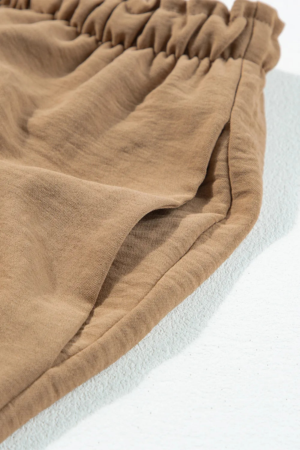 Drawstring Frilled Waist Wide Leg Utility Trousers