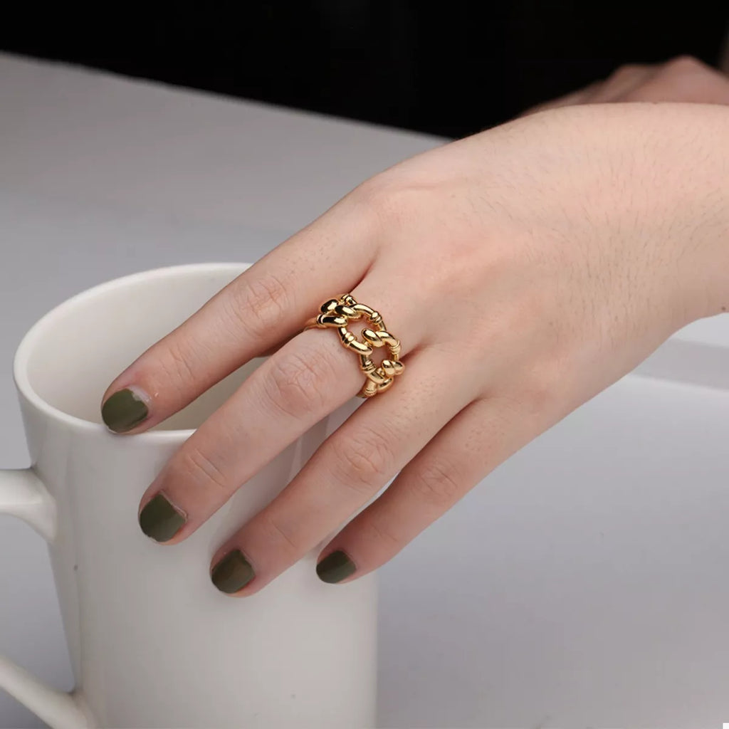 18K Gold-Plated Chain Link Open Ring