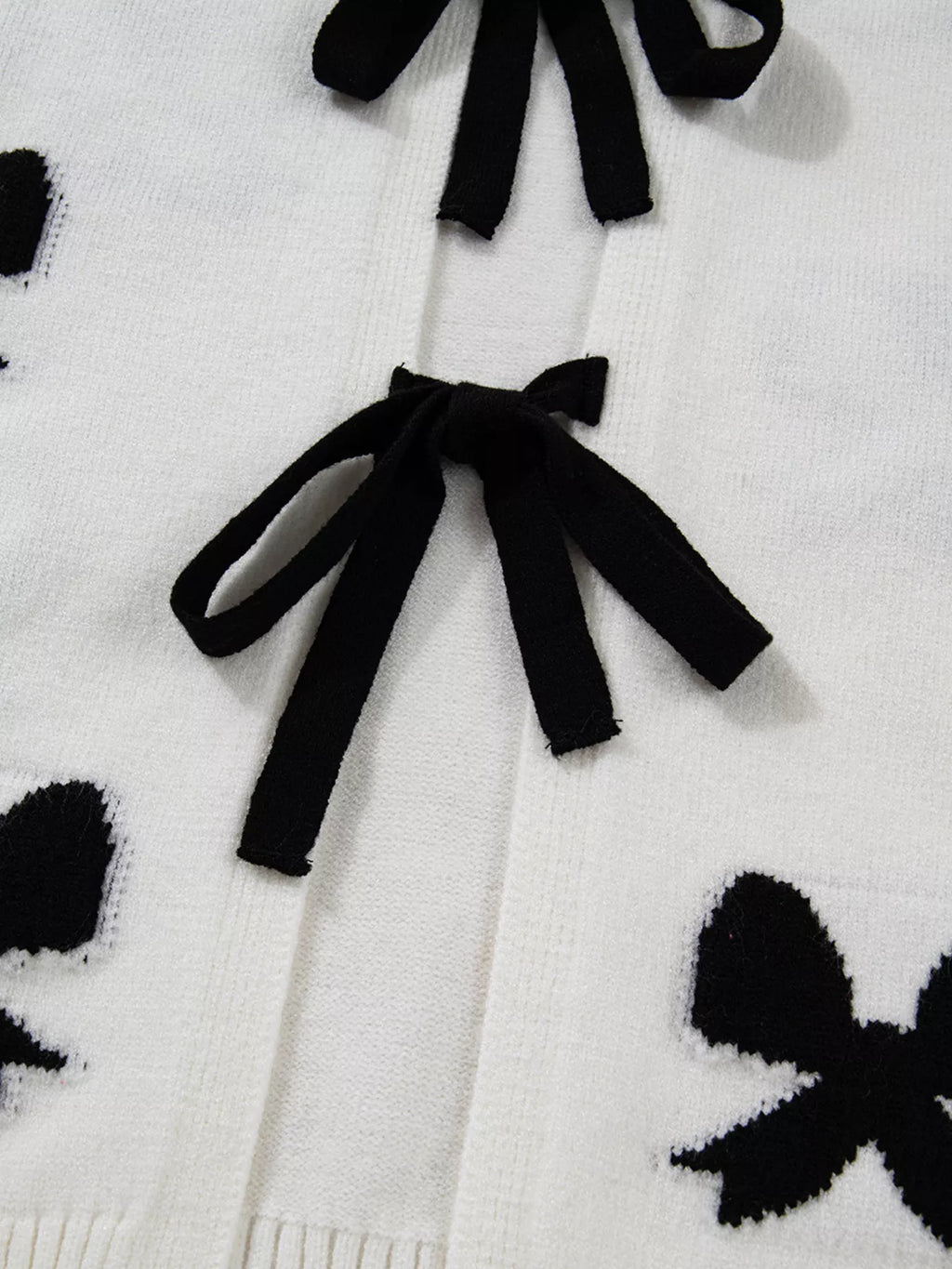 Tie Front Bow Pattern Cardigan