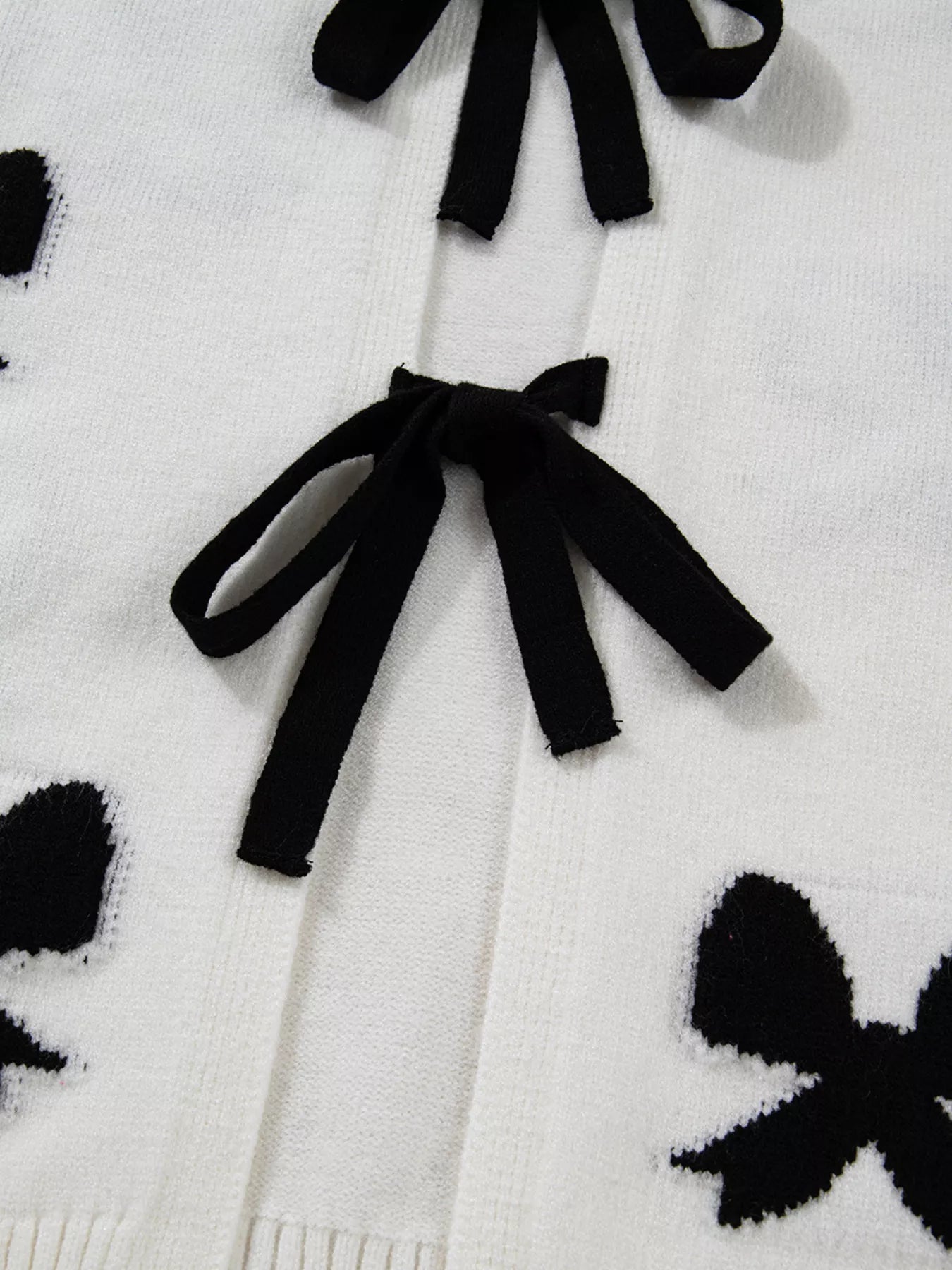 Tie Front Bow Pattern Cardigan