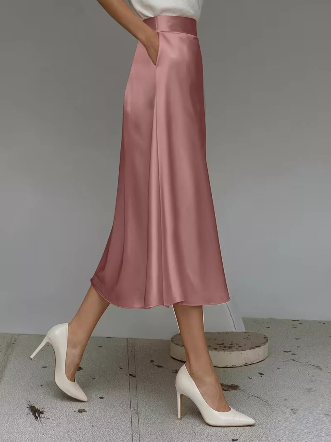 Satin Midi Skirt