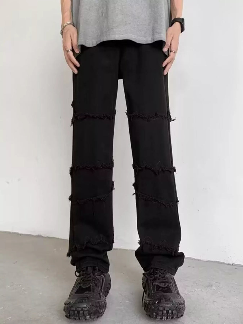 Men's Full Size Raw Hem Jeans Plus Size