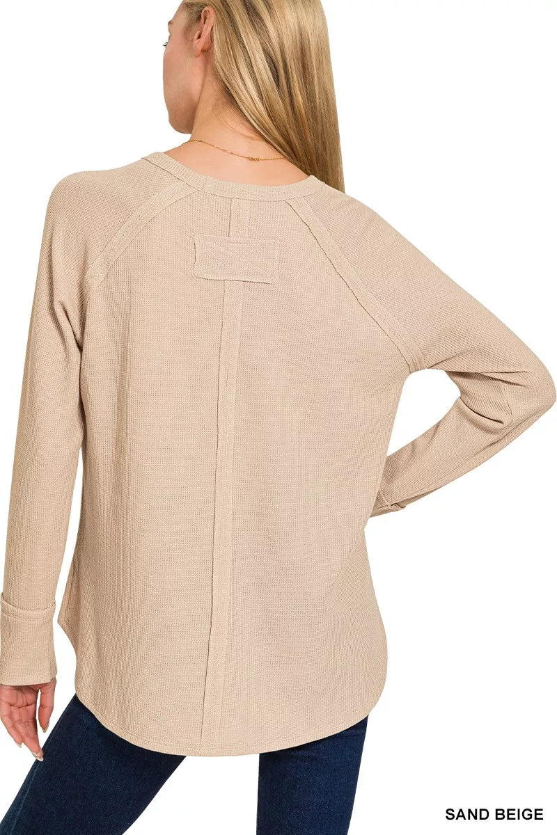 Zenana Baby Waffle Long Sleeve Top