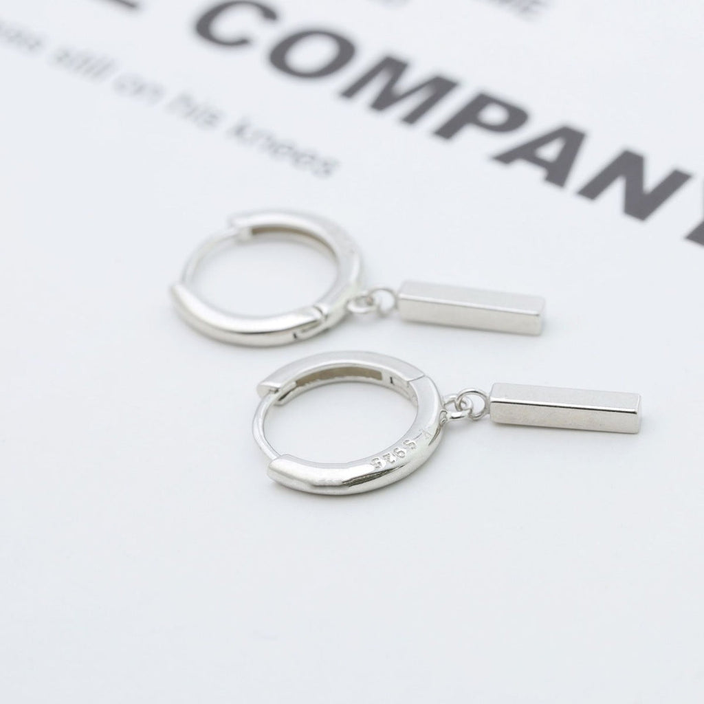 925 Sterling Silver Hoop Bar Earrings