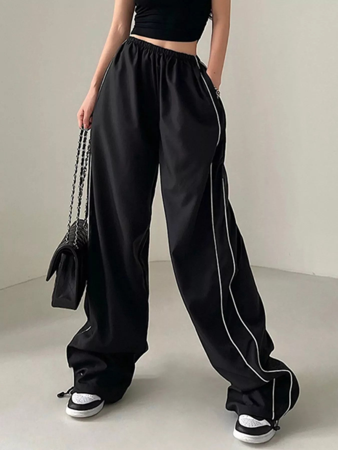 Elastic Waist Wide Leg Pants