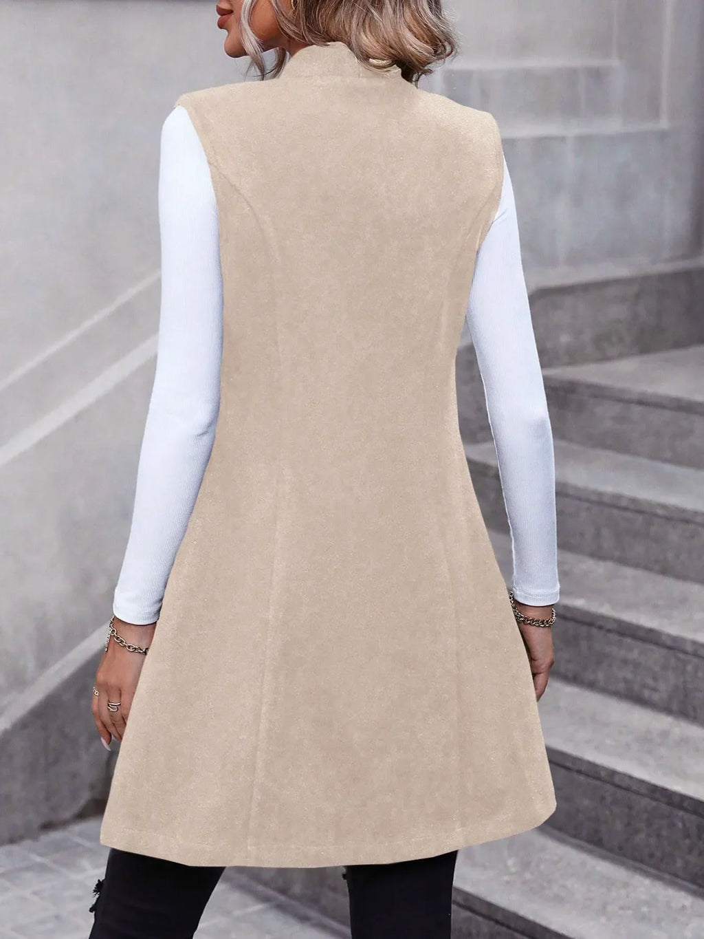 Button Up Longline Vest Coat
