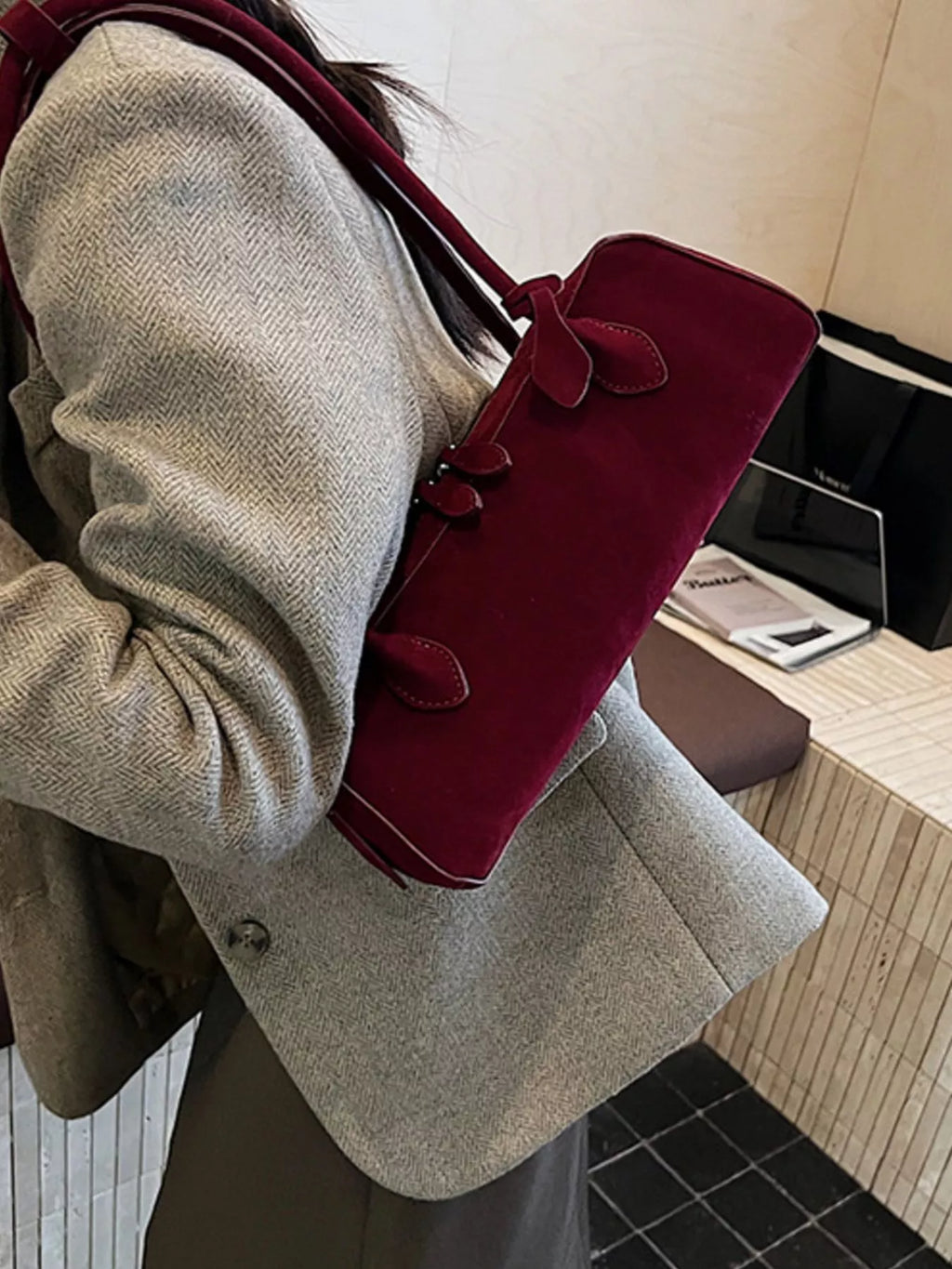 Solid Color Shoulder Bag