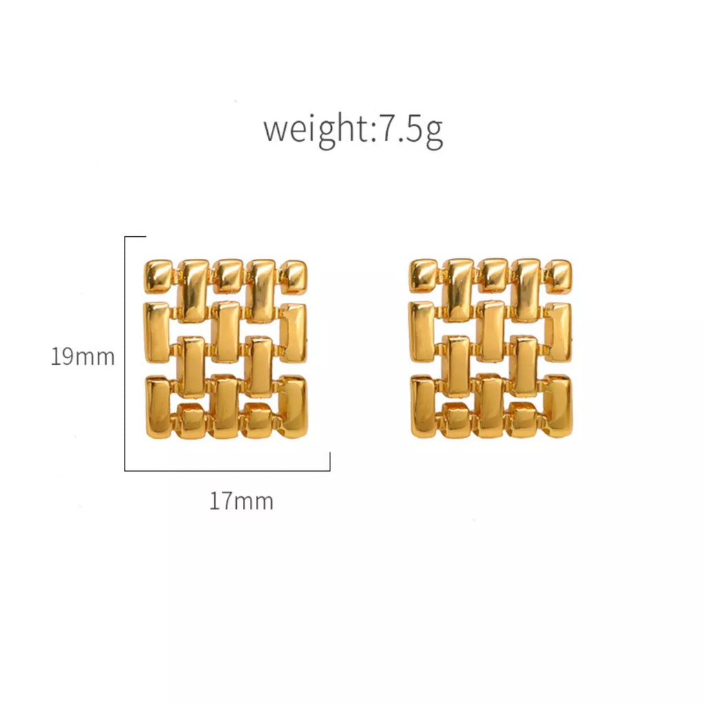 18K Gold-Plated Geometric Stud Earrings