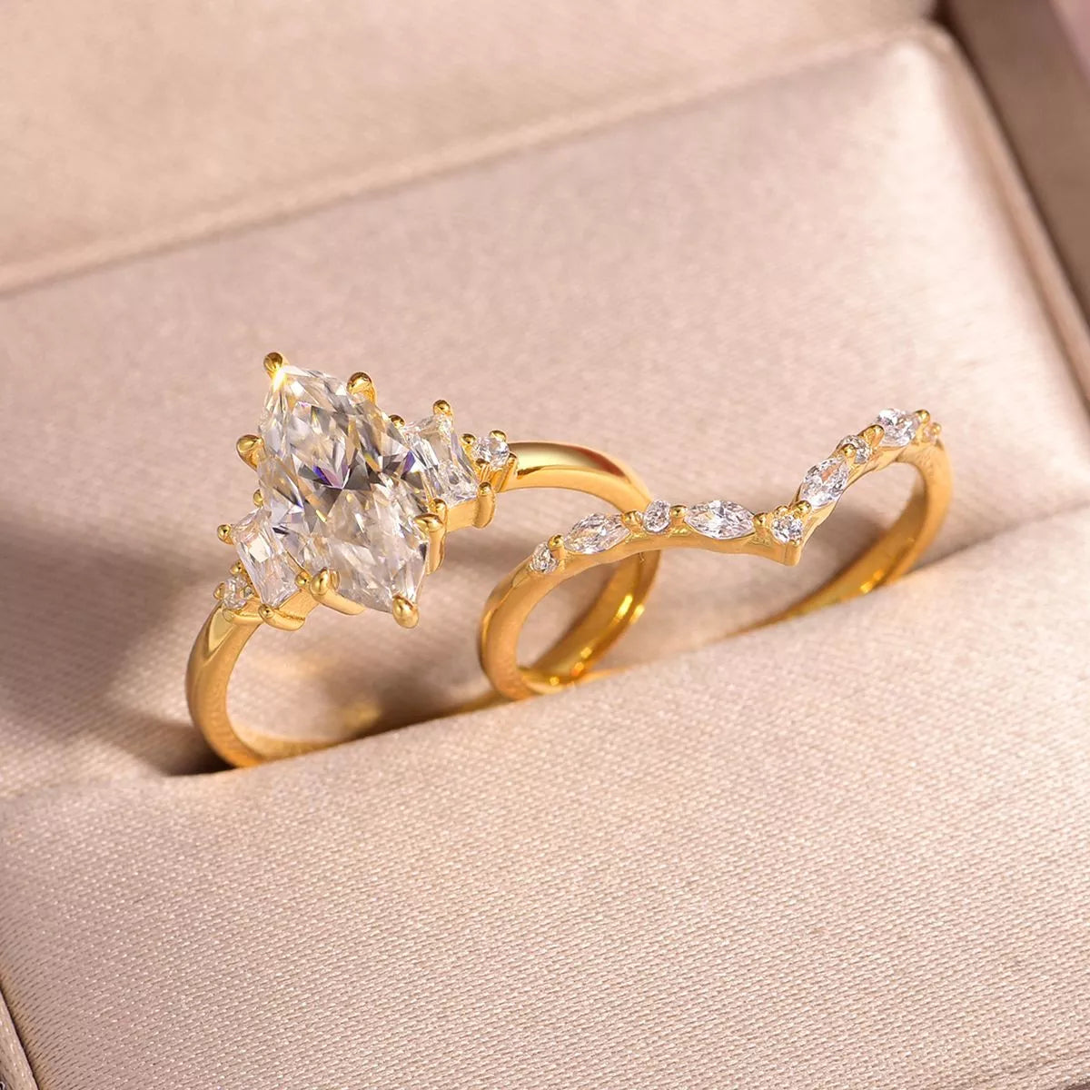 2 Carat Moissanite 925 Sterling Silver 2 Piece Ring