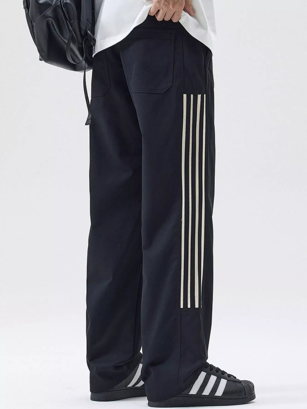 Men's Full Size Side Striped Wide Leg Casual Pants Plus Size