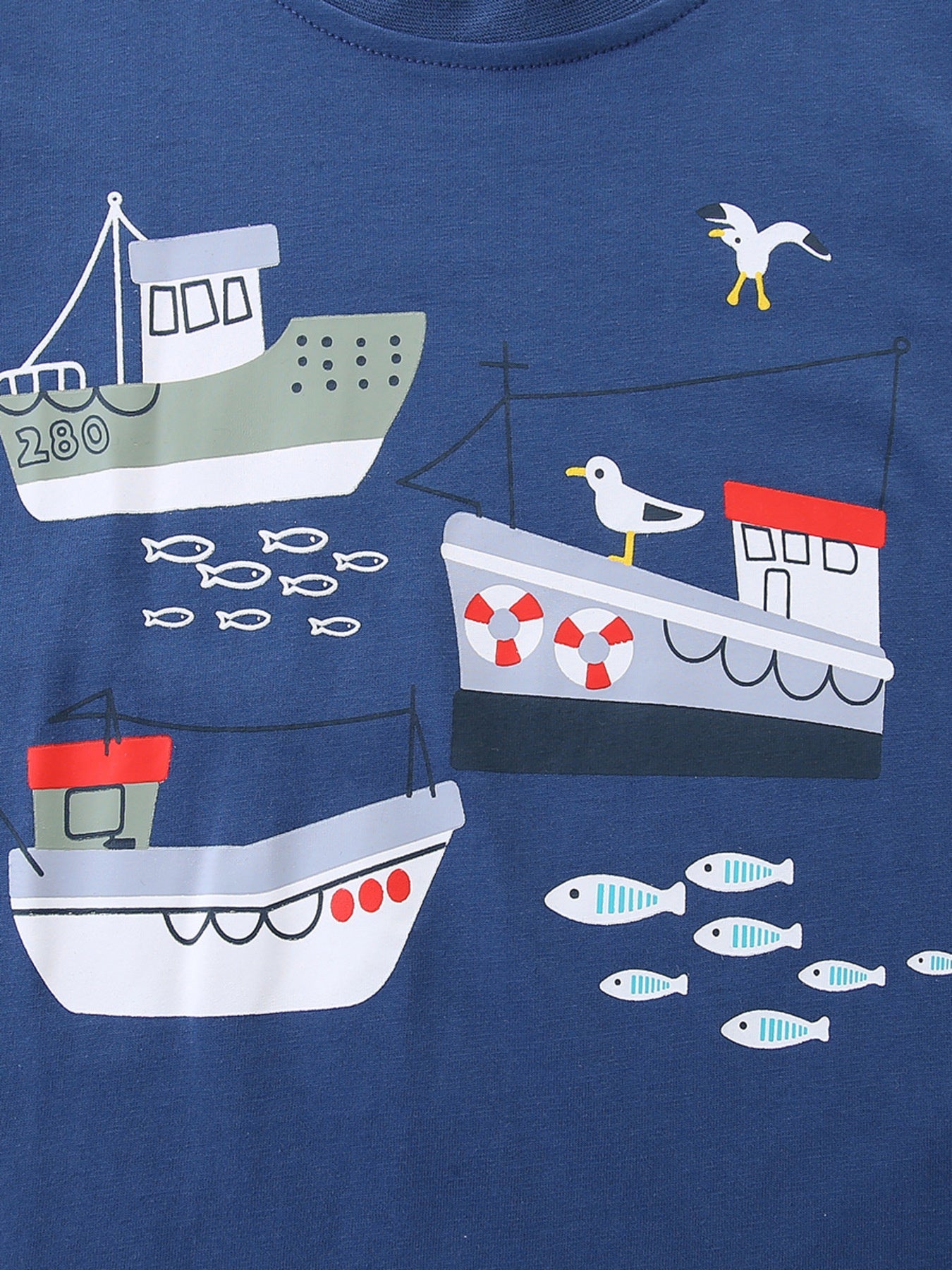 Children's Nautical Boat Print Crew Neck T-Shirt