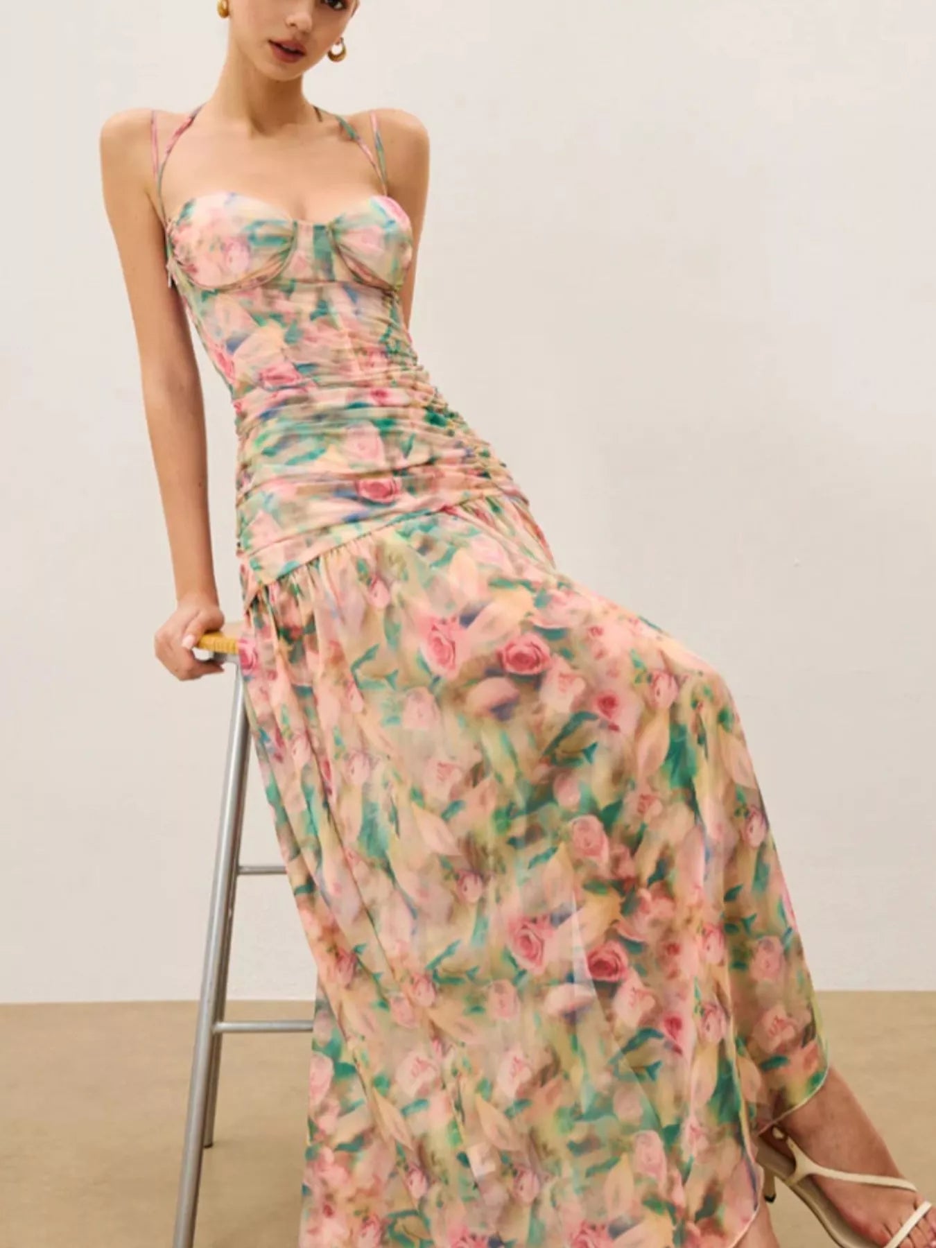 Sweetheart Neck Slit Maxi Dress