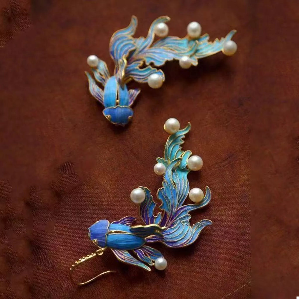 Goldfish Pearl Dangle Earrings