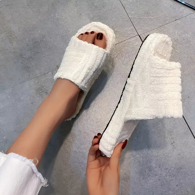 Open-Toe Platform Slippers