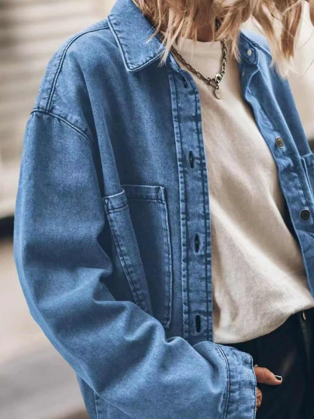 Oversized Button Up Denim Shirt
