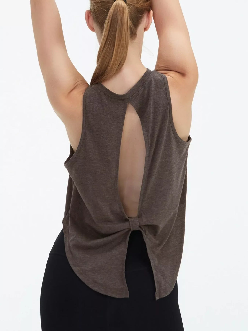 Cutout Back Round Neck Active Tank