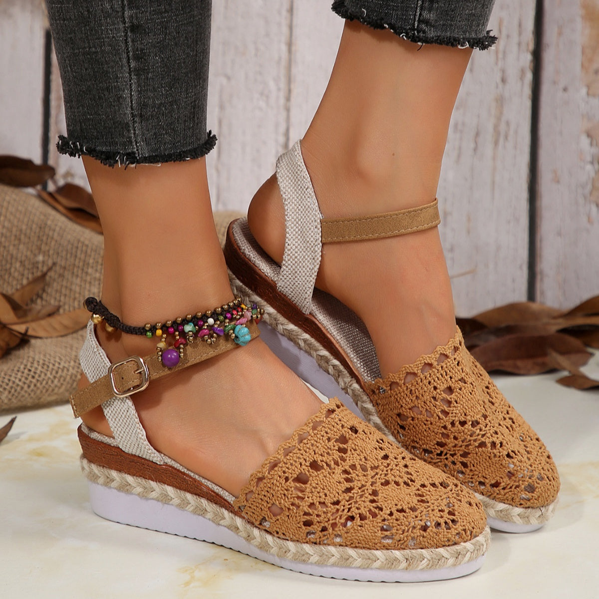 Round Toe Wedge Sandals
