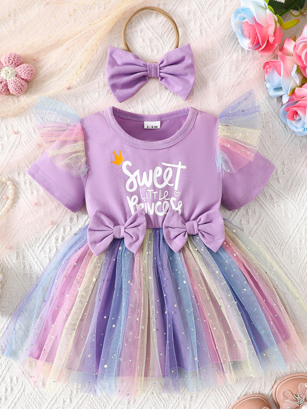 Children's Bowknot Tulle Dress with Headband