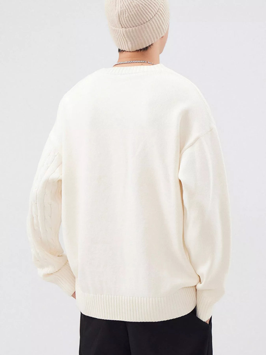 Men's Full Size Cable Knit Long Sleeve Sweater Plus Size