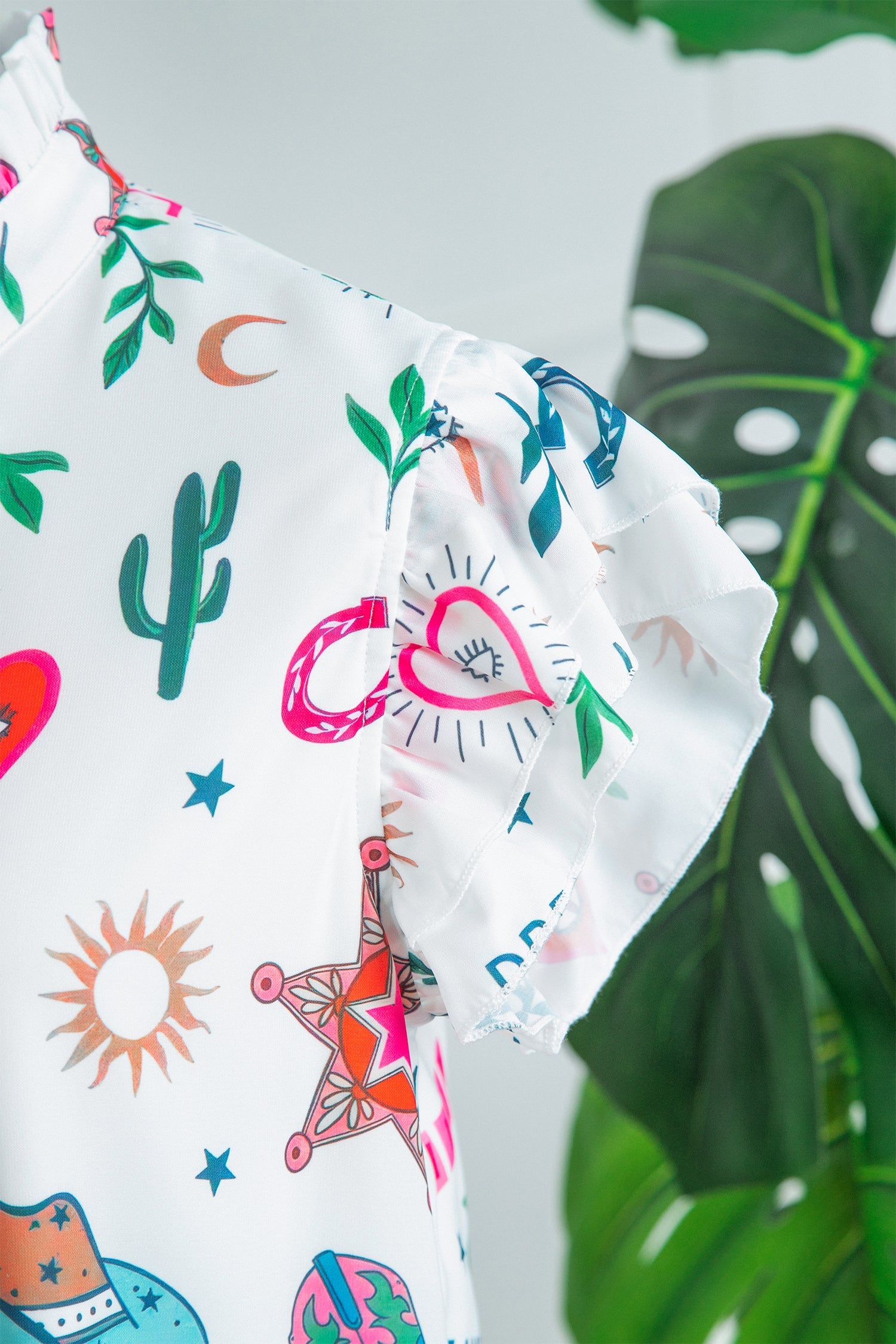 Western Flutter Sleeve Button-Down Mini Dress