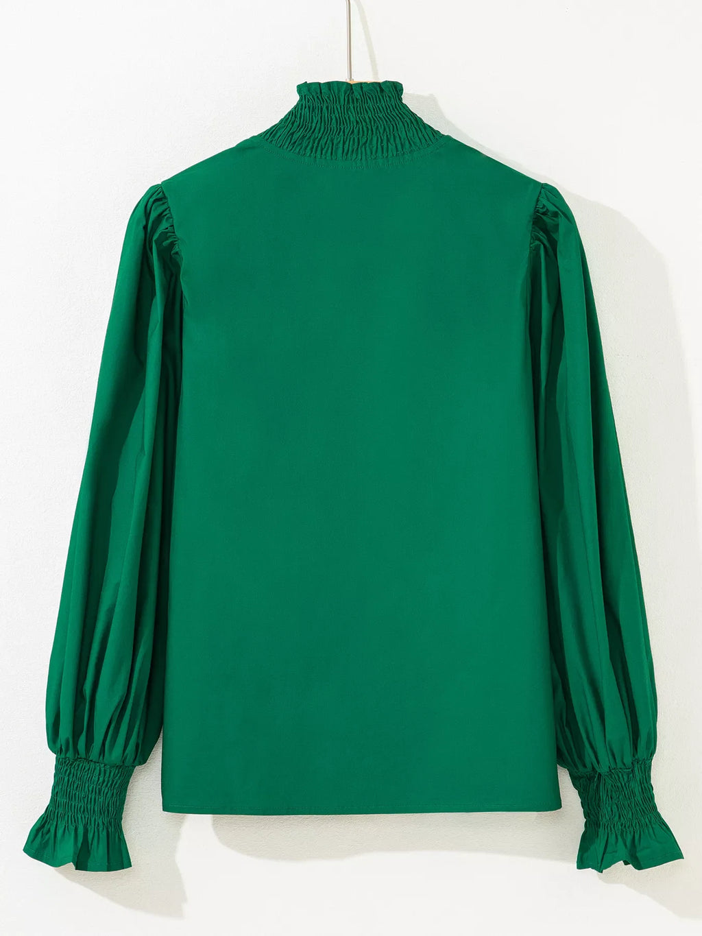 Puffy Flounce Sleeve Leopard Trim V Neck Blouse
