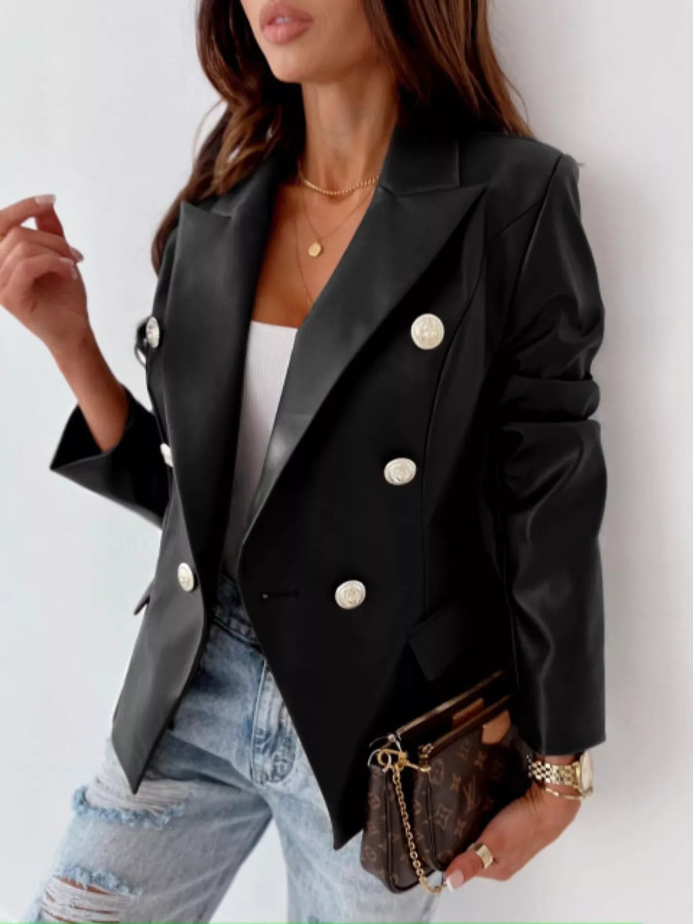 Double-Breasted Long Sleeve Blazer