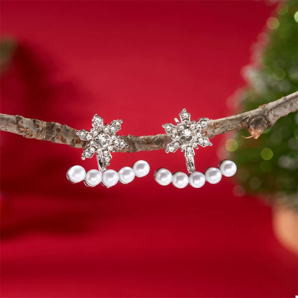 Christmas Snowflake Pearl Earrings