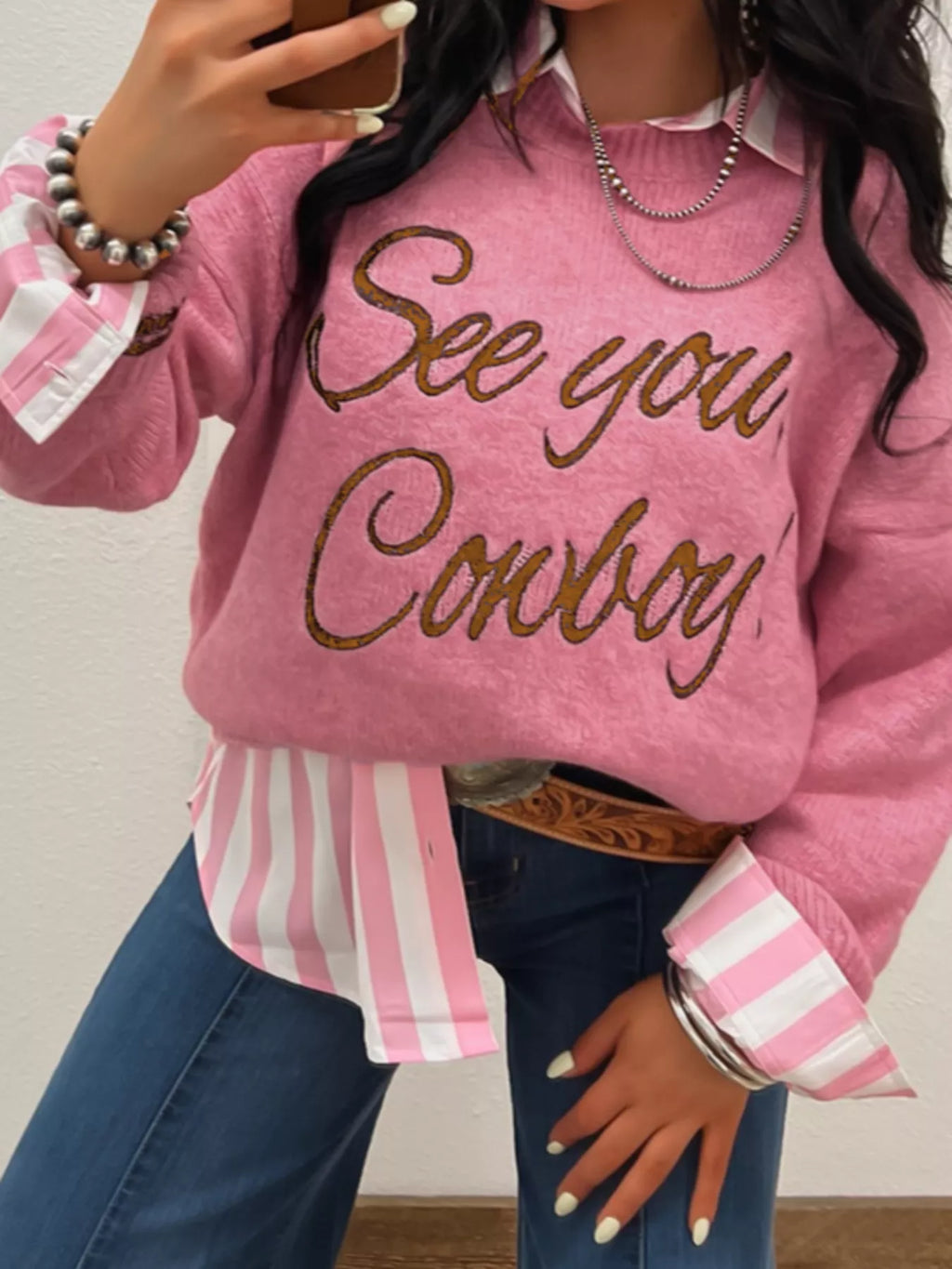 See You Cowboy Round Neck Sweater