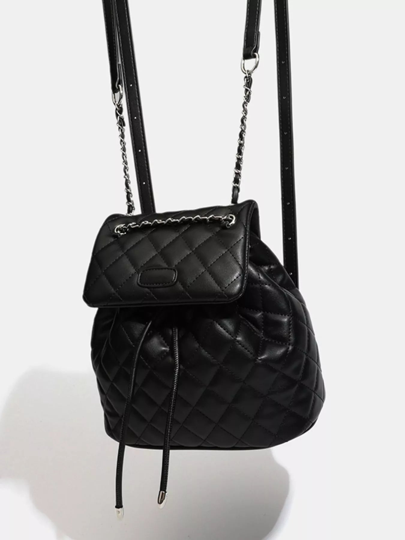 Quilted Chain Flap Backpack Bag