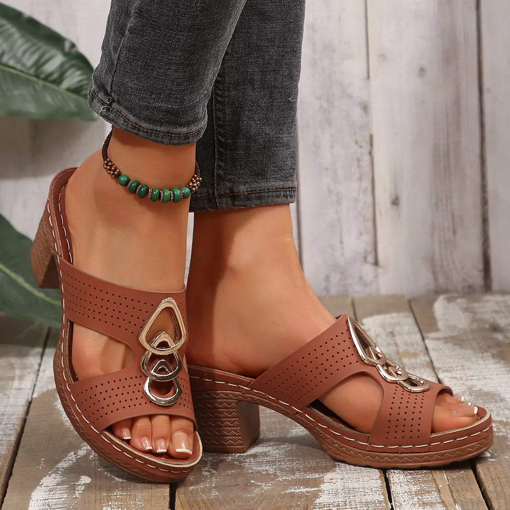 Open Toe Block Heel Sandals