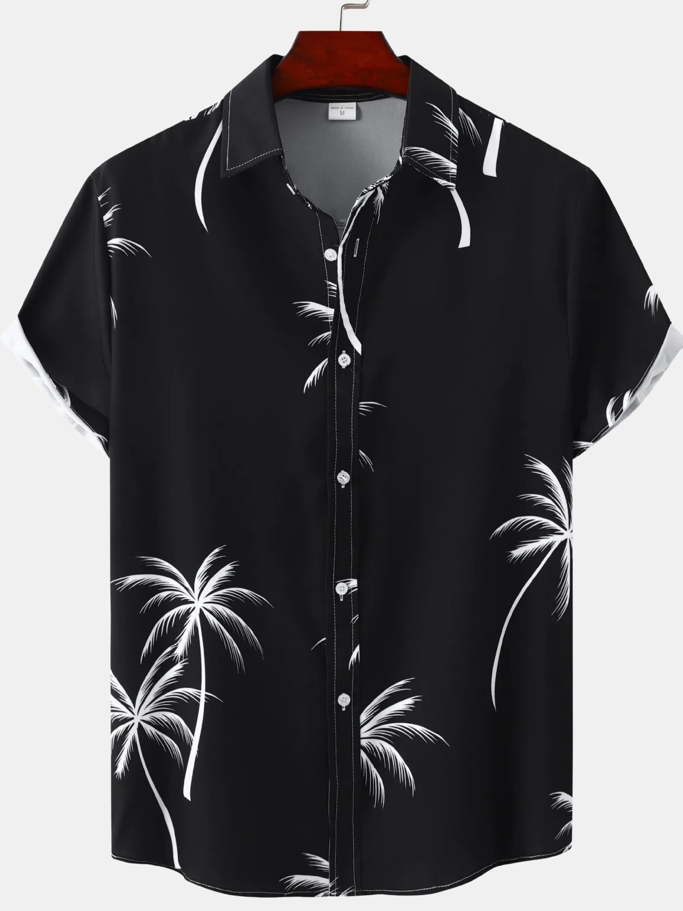 Men's Plus Size Tropical Palm Print Short Sleeve Button Down Shirt