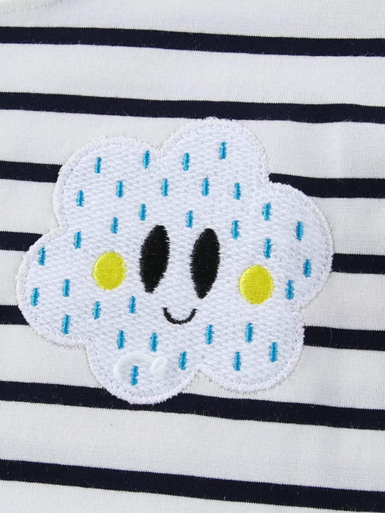 Children's Cute Appliques Striped Round Neck Dress