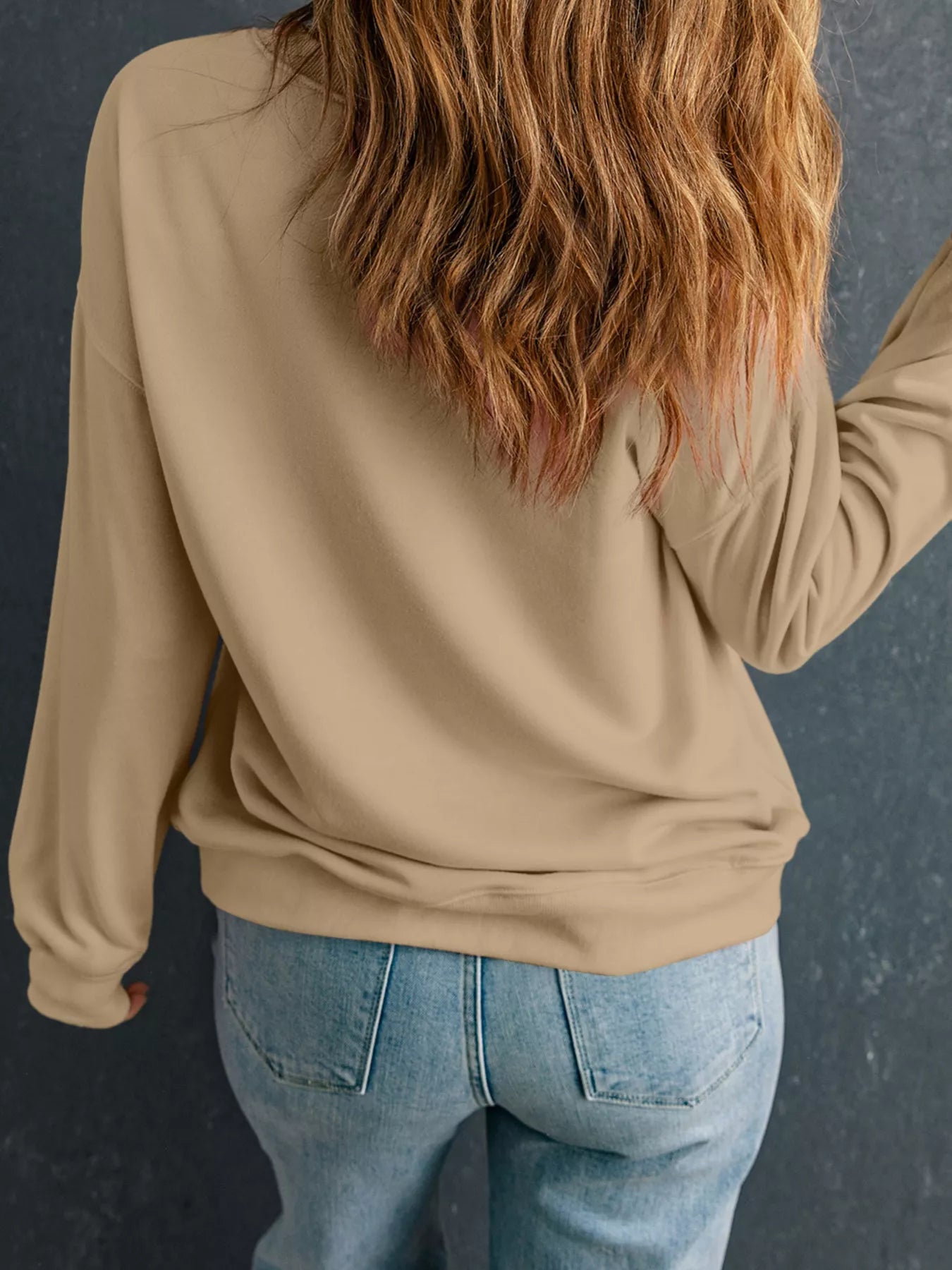 Thankful Repeated Print Drop Shoulder Sweatshirt