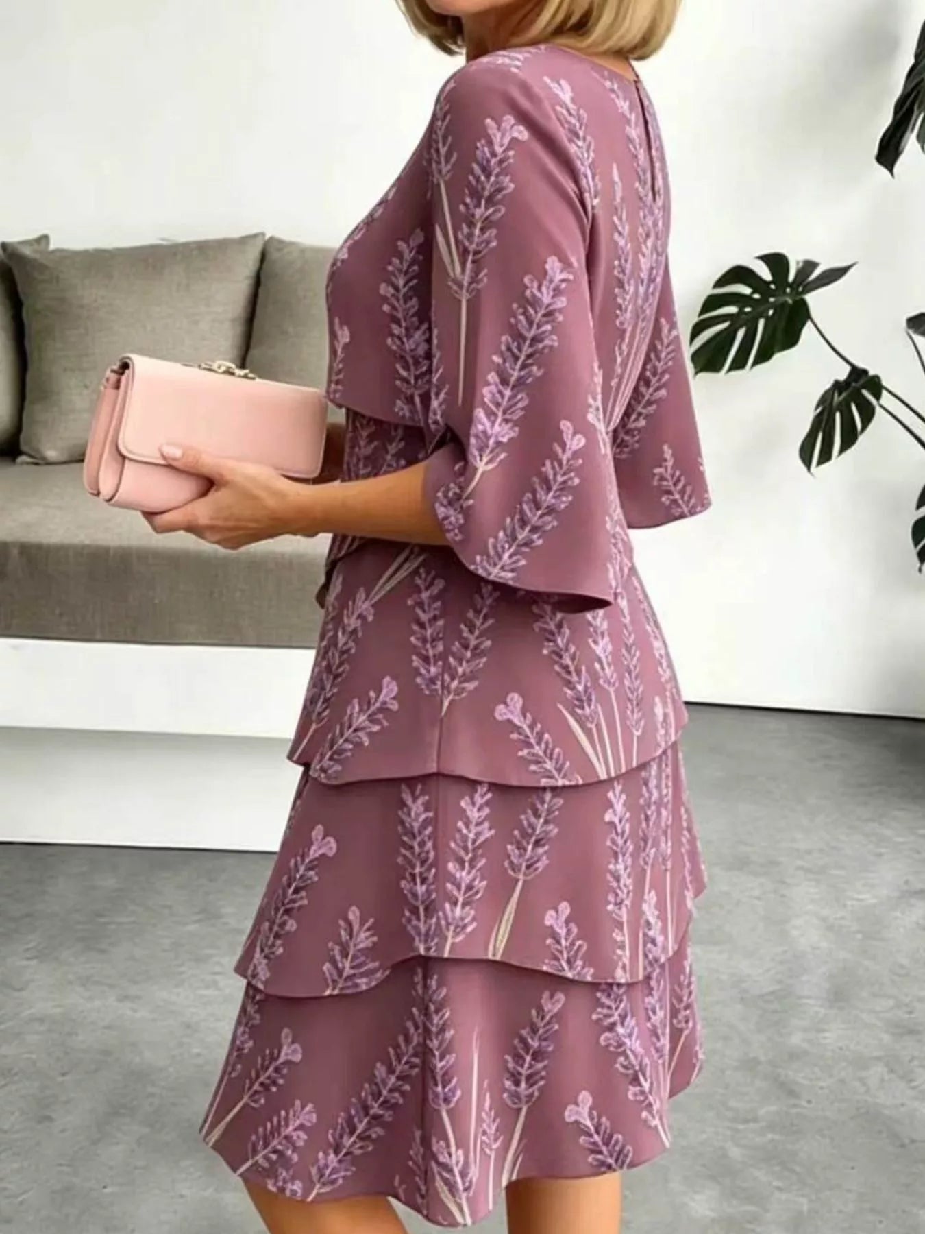 Full Size Floral Print Ruffle Hem Dress Plus Size