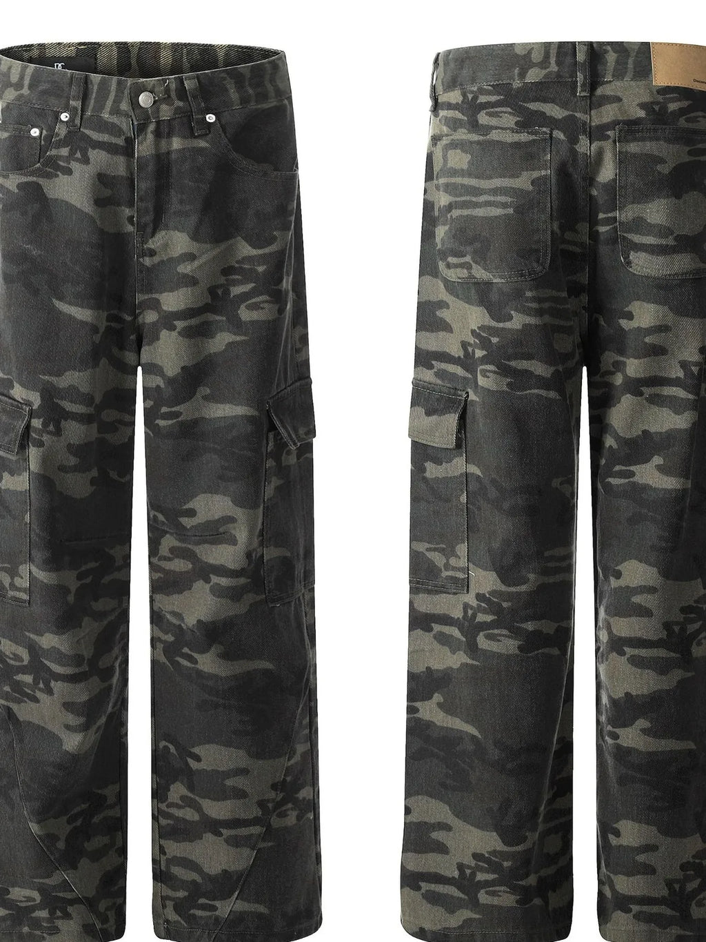 Men's Camouflage Cargo Jeans with Multiple Pockets