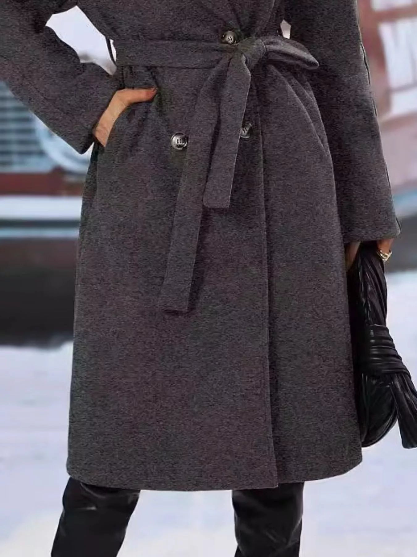 Double-Breasted Lapel Collar Overcoat