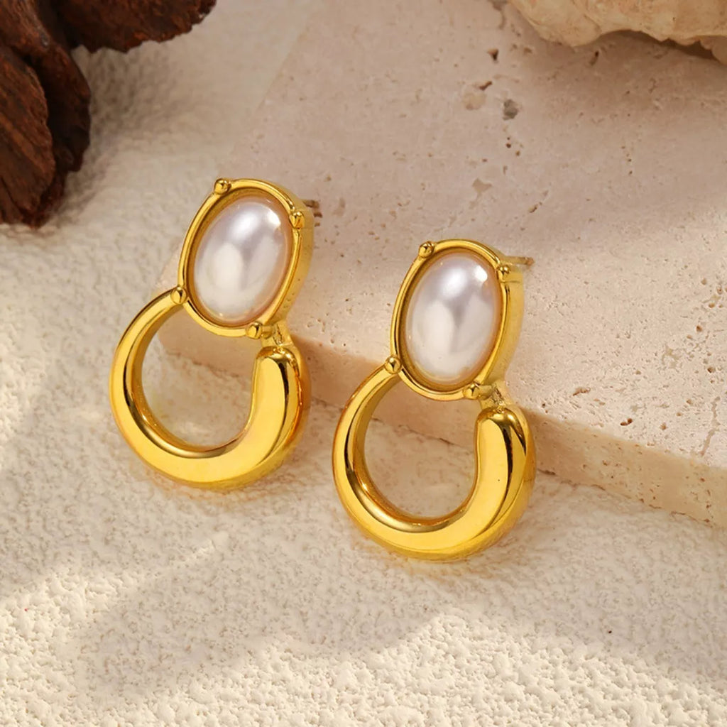 18K Gold-Plated Pearl Earrings