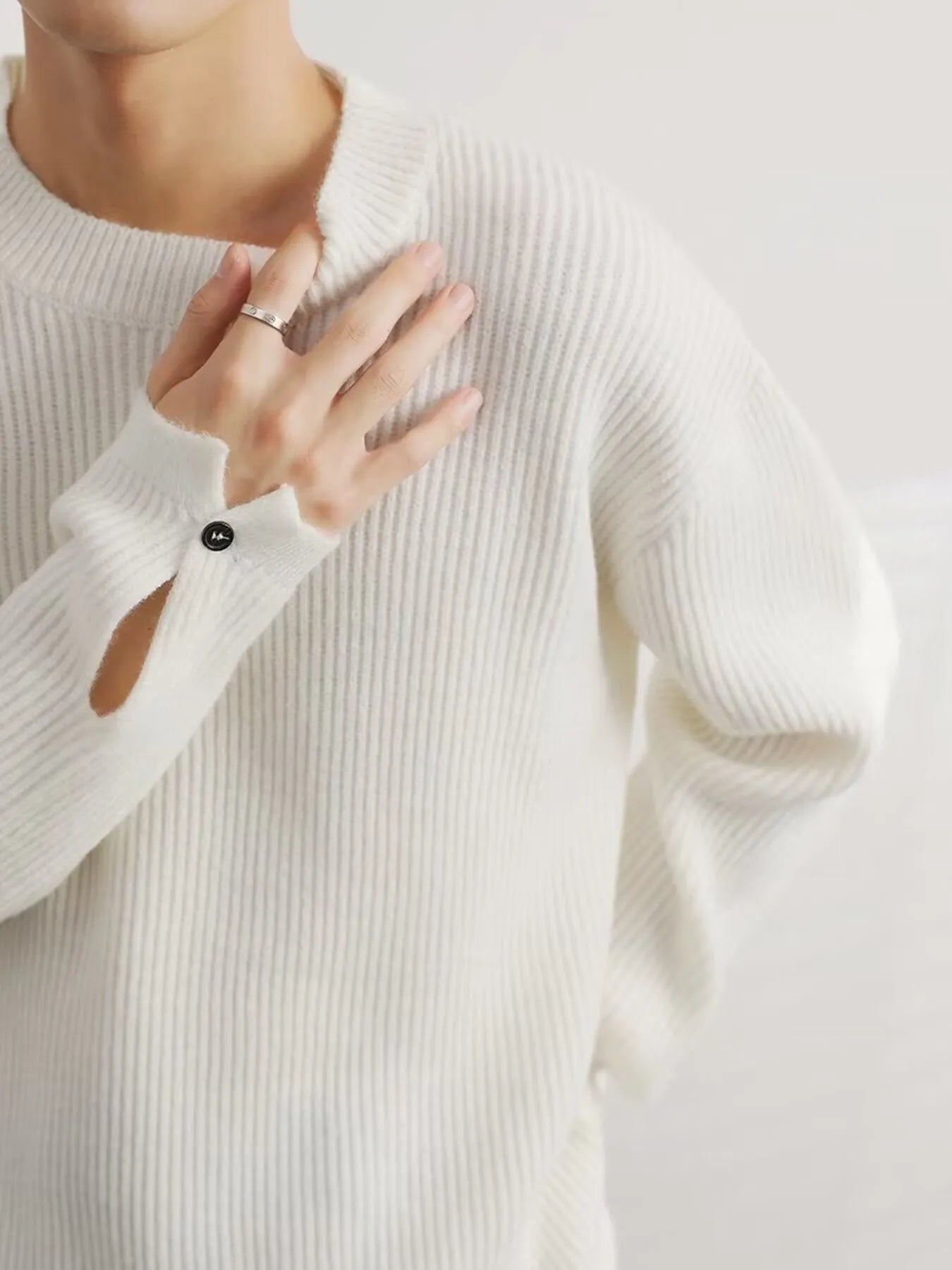 Men's Oversized Ribbed Long Sleeve Sweater