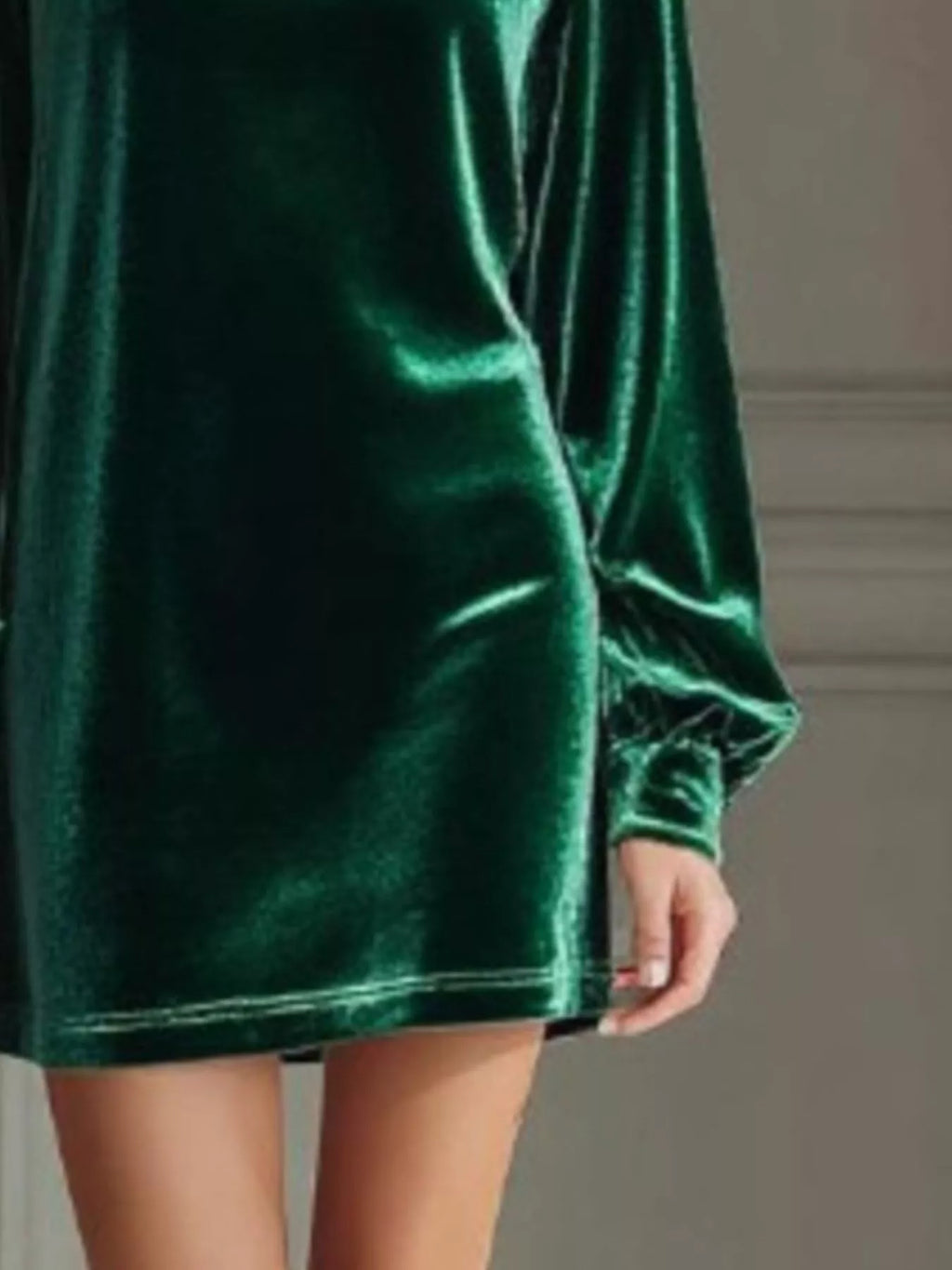 Full Size Velvet Long Sleeve Mini Dress Plus Size